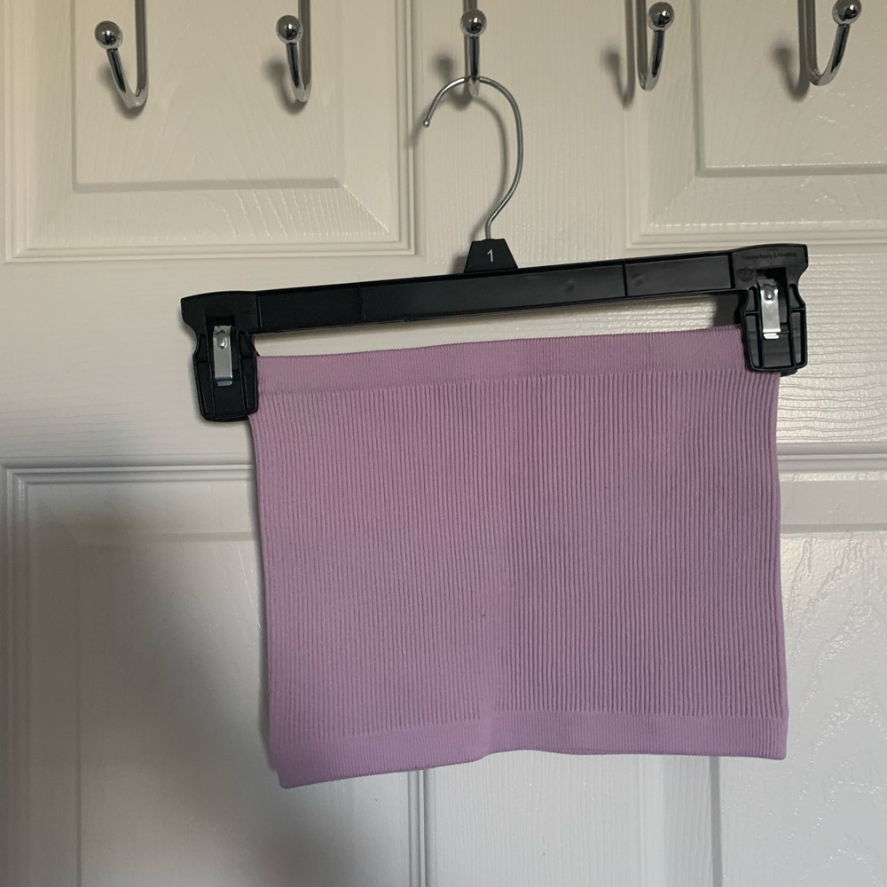 purple ribbed tube top